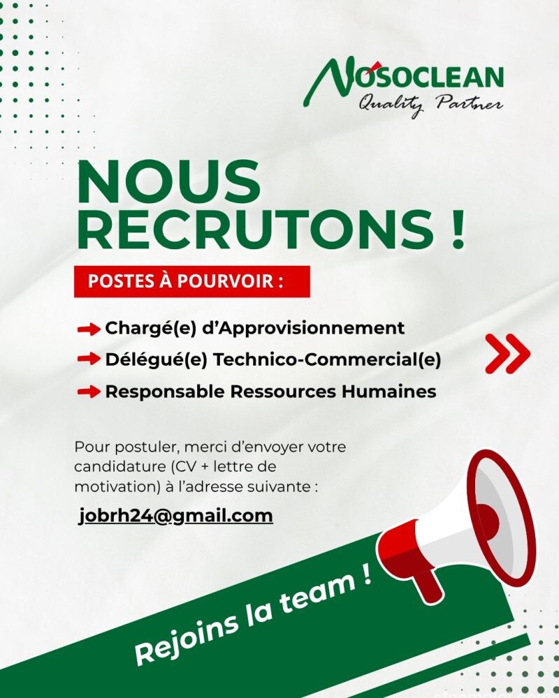 شركة Nosoclean تعلن عن توظيف في الجزائر بعدة مناصب إدارية وتجارية - SFN Emploi شركة Nosoclean تعلن عن توظيف في الجزائر بعدة مناصب إدارية وتجارية - SFN Emploi