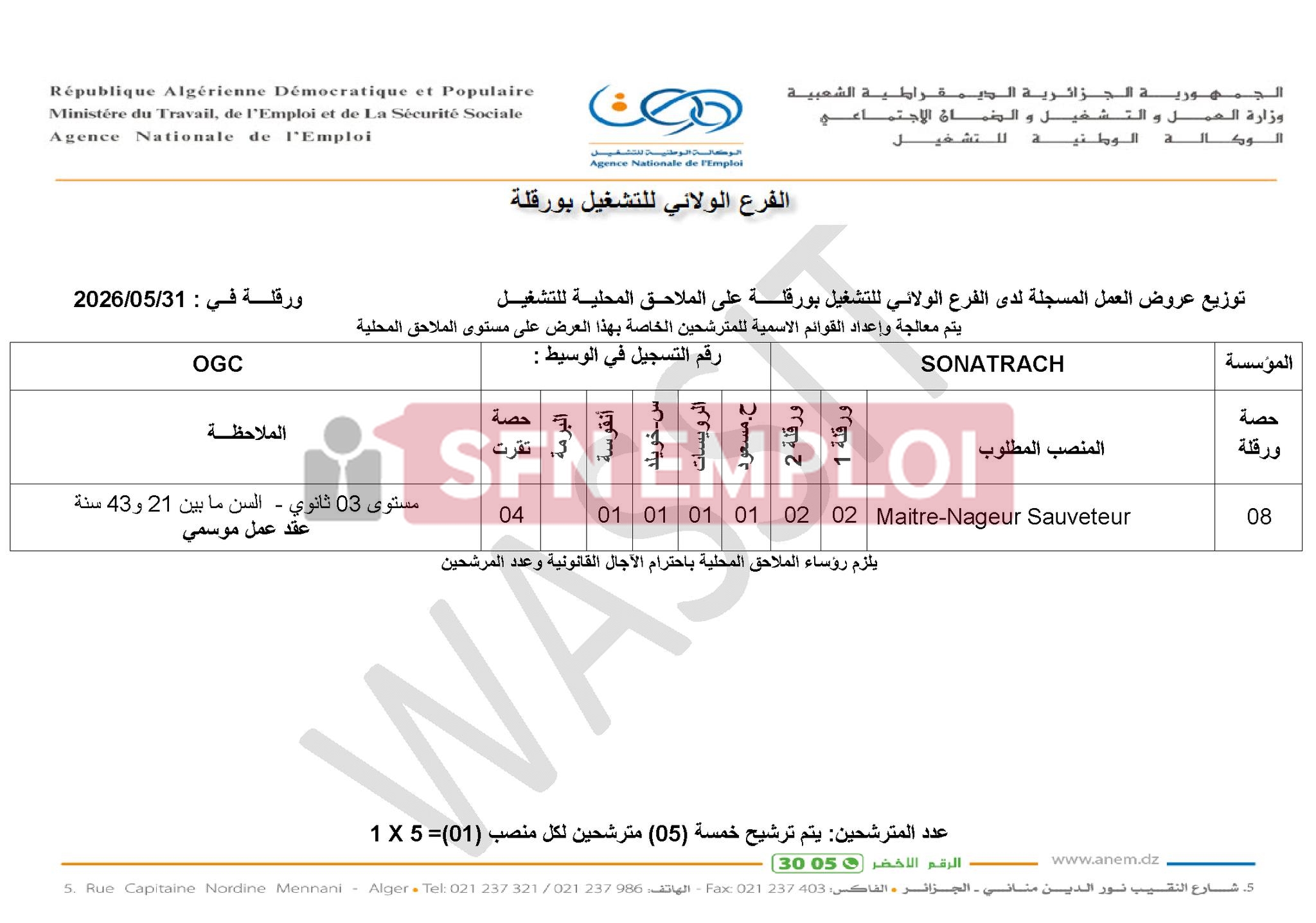 سوناطراك تعلن عن توظيف لسنة 2026 - SFN Emploi