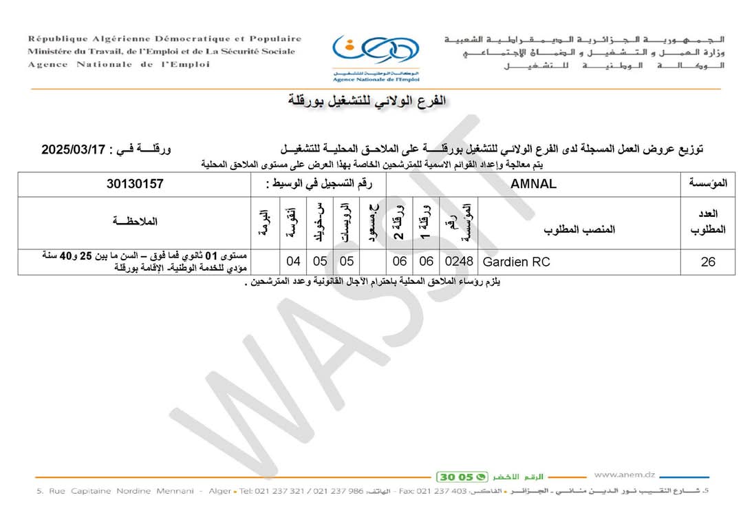 عروض توظيف اعوان الامن والحماية (106 مناصب) - SFN Emploi