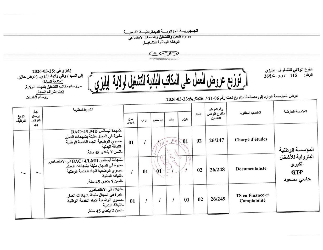 إعلانات توظيف بالمؤسسة الوطنية البترولية للأشغال الكبرى GTP (50 منصب) - SFN Emploi