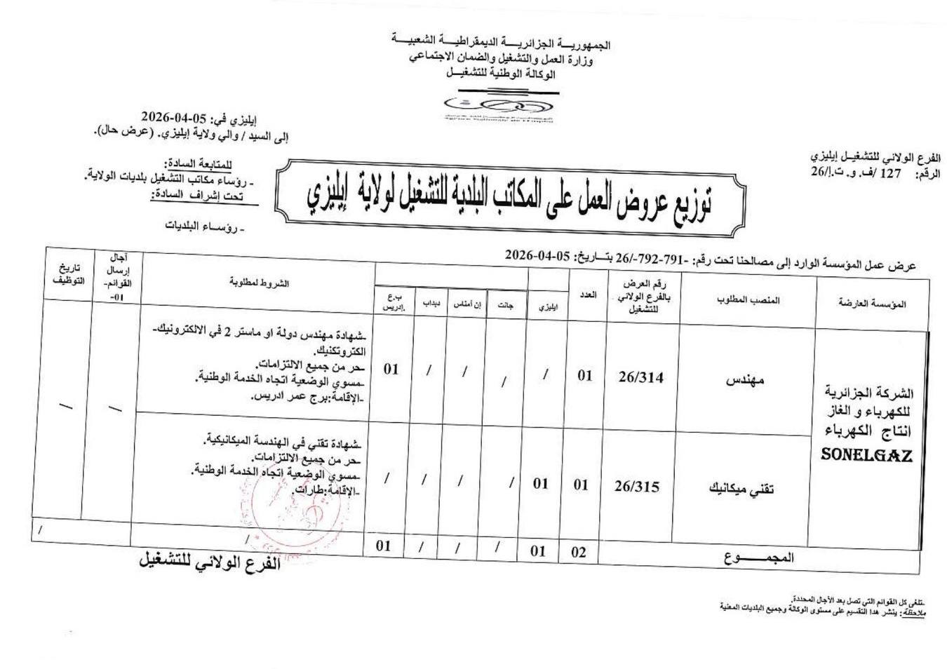عروض توظيف جديدة بشركة سونلغاز 2026 - SFN Emploi عروض توظيف جديدة بشركة سونلغاز 2026 - SFN Emploi