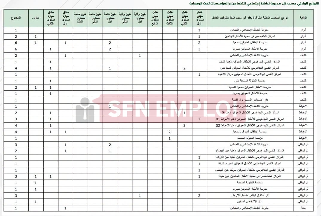 وزارة التضامن الوطني تفتح 684 منصب توظيف خارجي بعقد غير محدد المدة - SFN Emploi