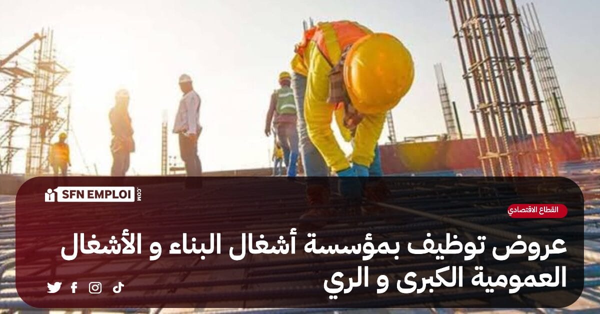 عروض توظيف بمؤسسة أشغال البناء و الاشغال العمومية الكبرى و الري - SFN Emploi عروض توظيف بمؤسسة أشغال البناء و الاشغال العمومية الكبرى و الري - SFN Emploi