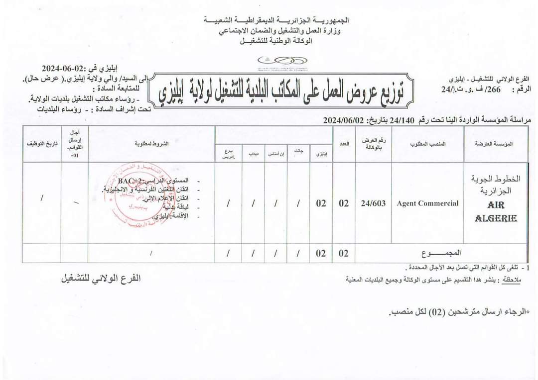 توظيف بالخطوط الجوية الجزائرية - SFN Emploi توظيف بالخطوط الجوية الجزائرية - SFN Emploi