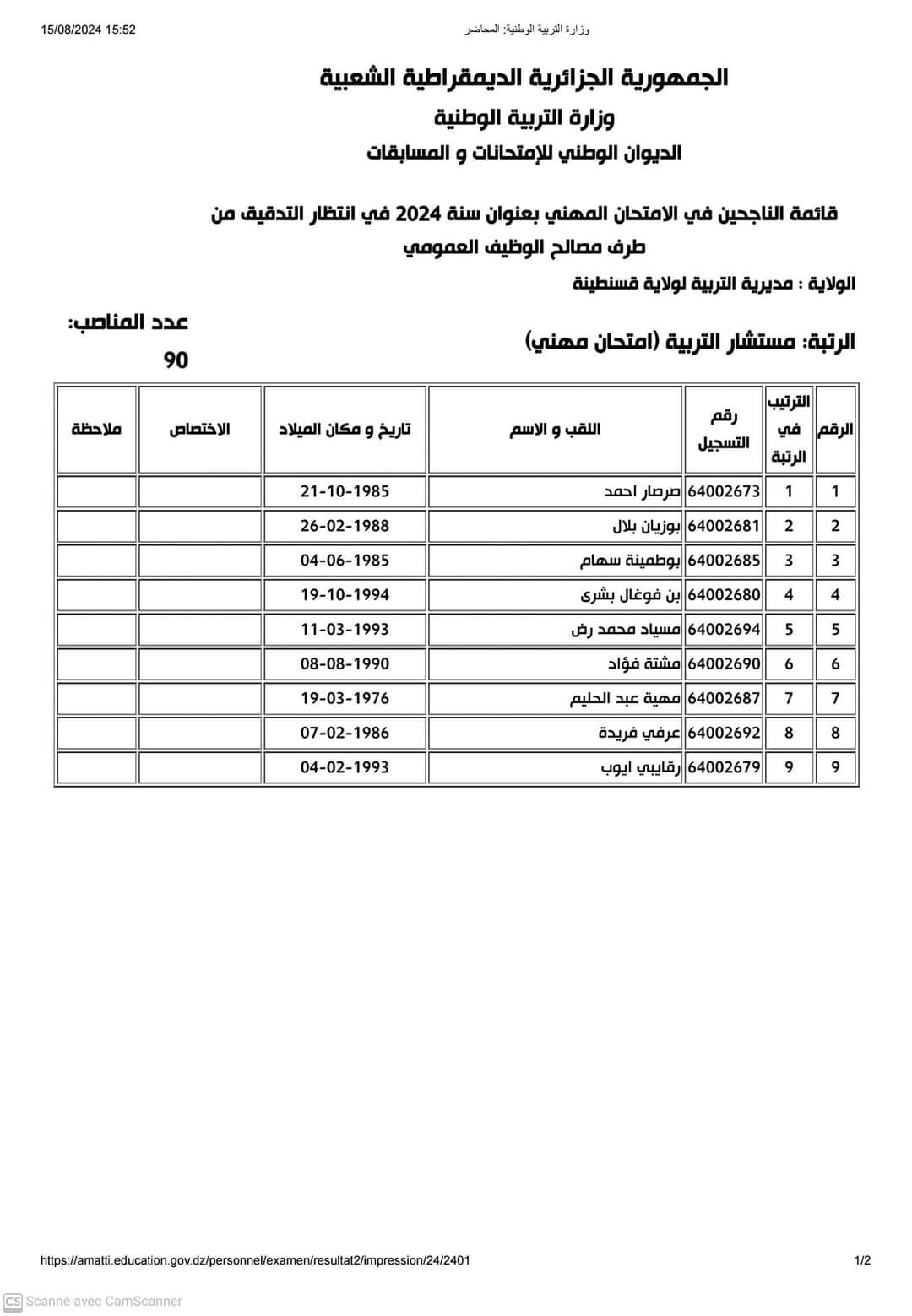 نتائج الامتحانات المهنية لولاية قسنطينة 2024 - SFN Emploi