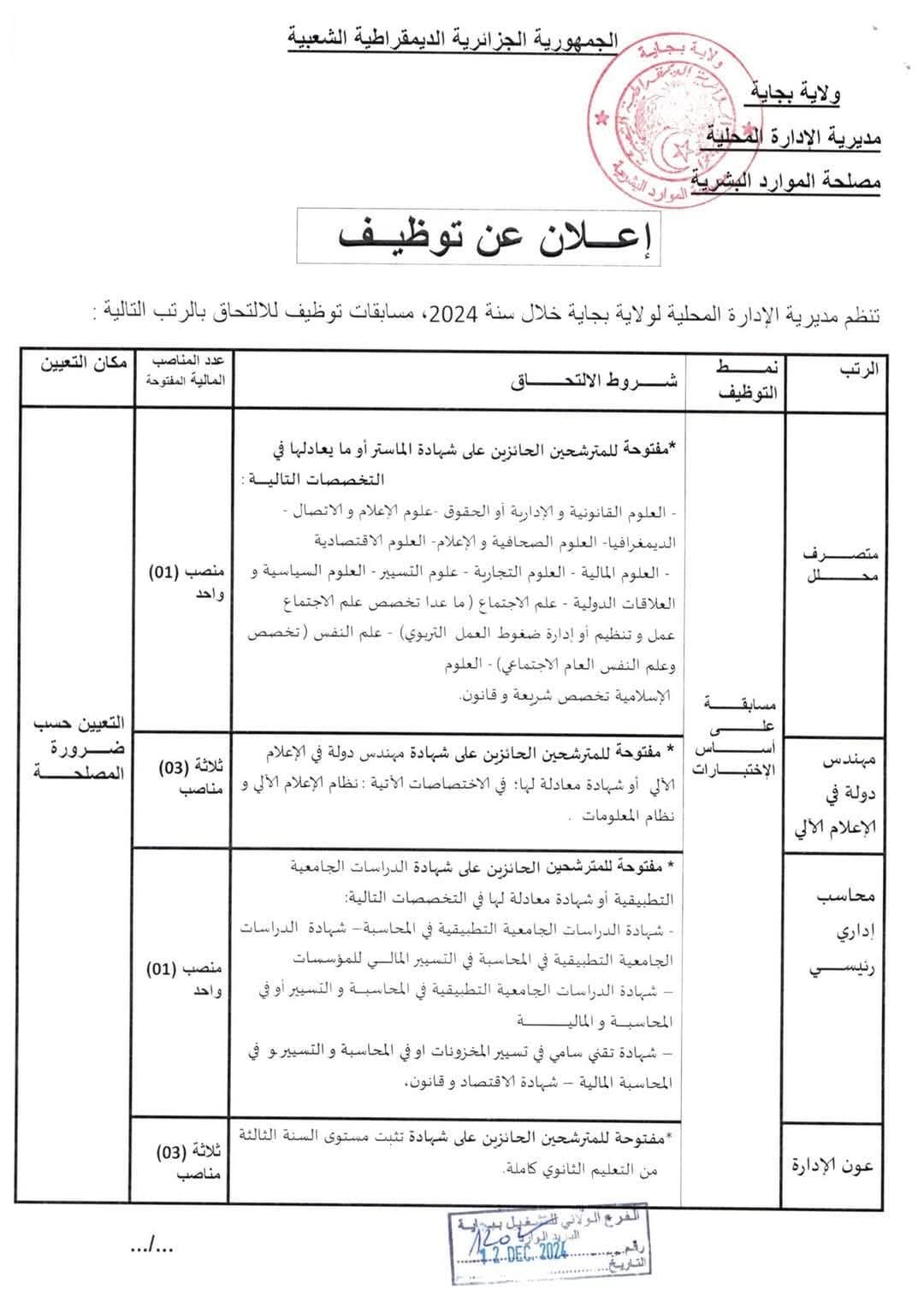 مسابقات توظيف بمديريات الإدارة المحلية (66 منصب ) - SFN Emploi