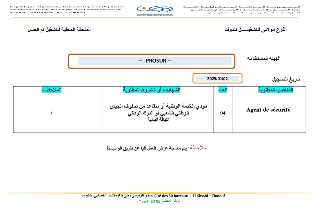 توظيف أعوان الامن والوقاية - SFN Emploi