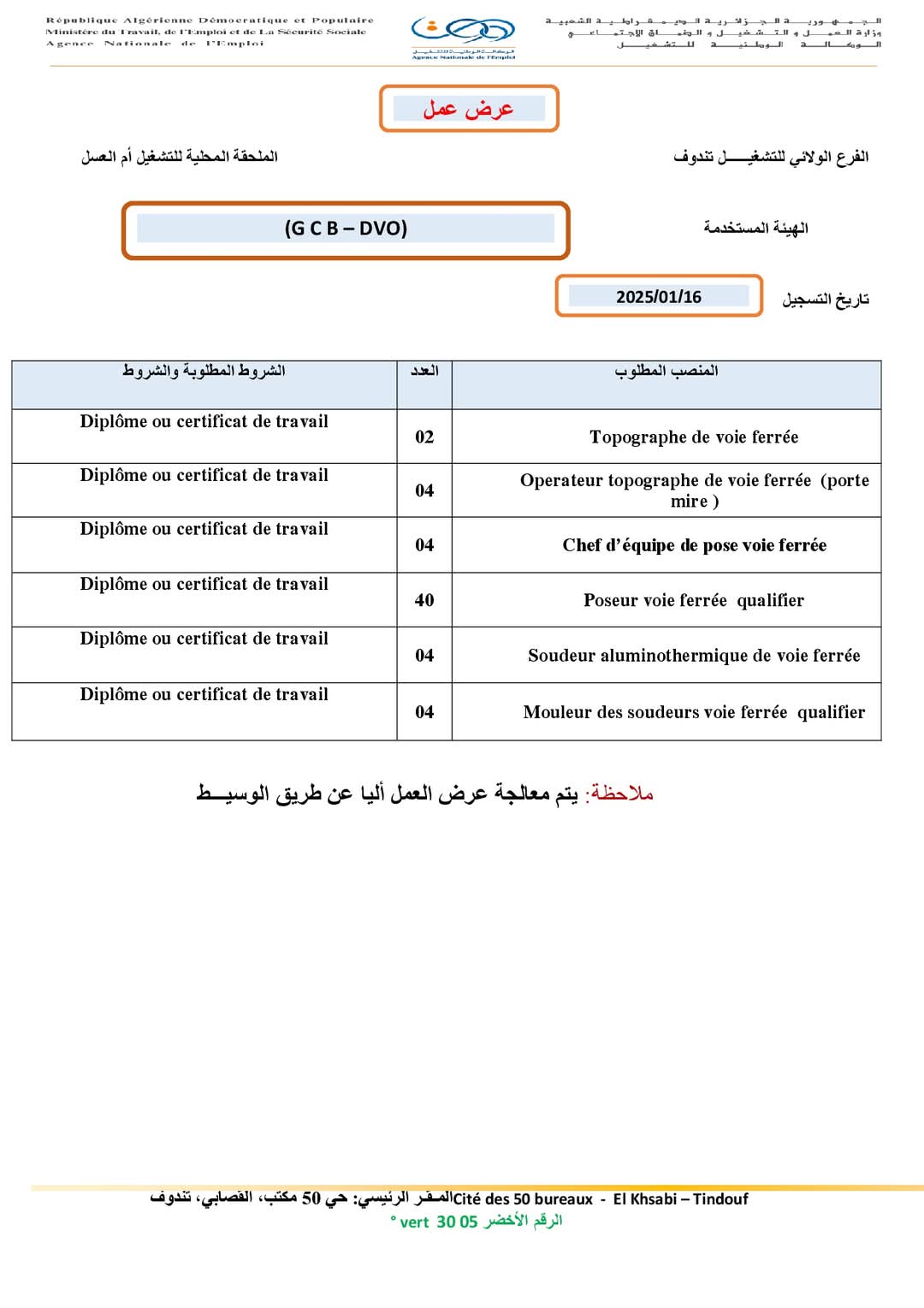 عروض توظيف بالشركة الوطنية للهندسة المدنية والبناء (58 منصب) - SFN Emploi عروض توظيف بالشركة الوطنية للهندسة المدنية والبناء (58 منصب) - SFN Emploi