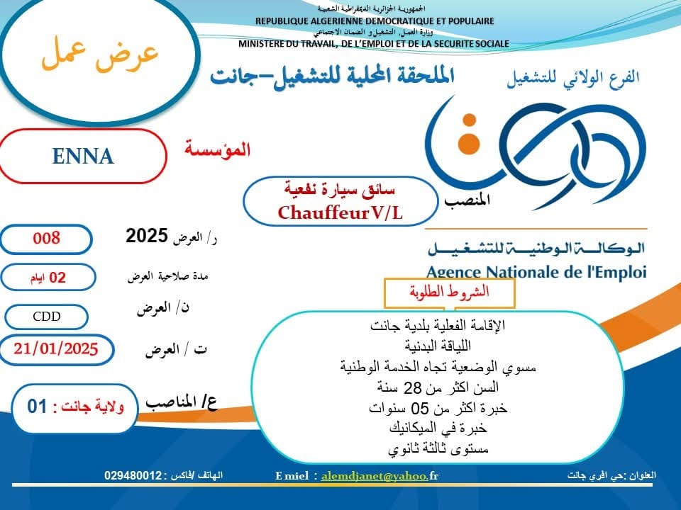 توظيف المؤسسة الوطنية للملاحة الجوية ENNA - SFN Emploi