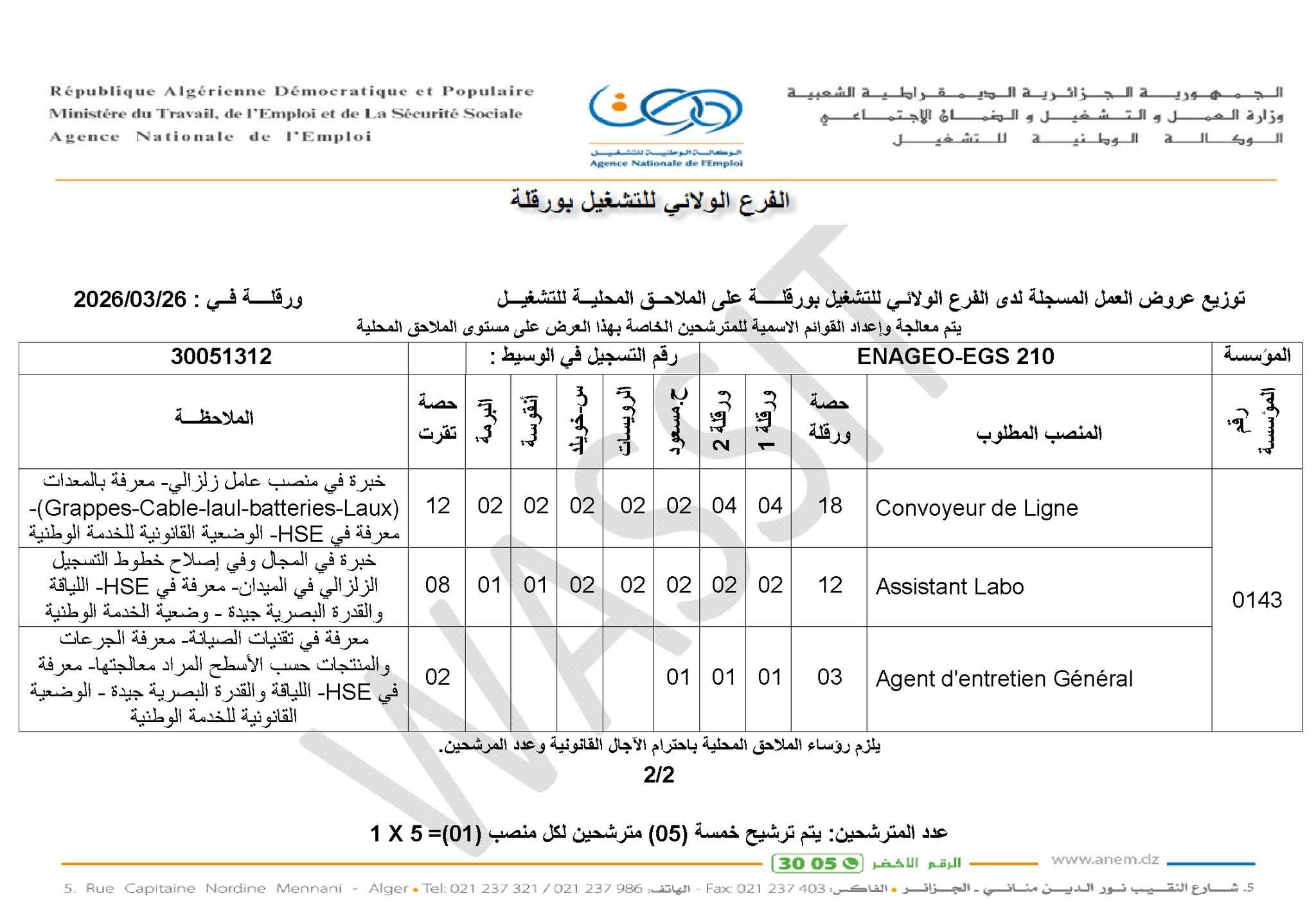 عروض توظيف بالمؤسسة الوطنية للجيوفيزياء ENAGEO (509 مناصب) - SFN Emploi