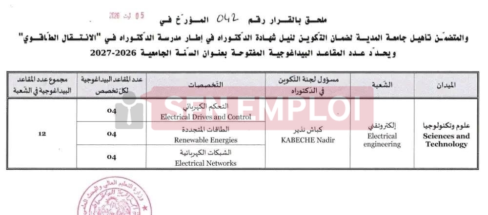 مسابقة الدكتوراه الاستثنائية 2026-2027.. فتح 302 مقعد عبر 8 مؤسسات جامعية - SFN Emploi