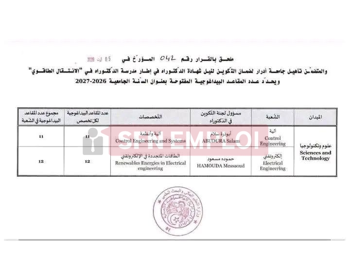 مسابقة الدكتوراه الاستثنائية 2026-2027.. فتح 302 مقعد عبر 8 مؤسسات جامعية - SFN Emploi