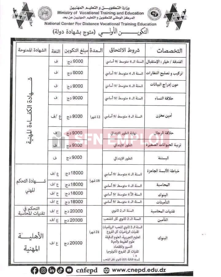 التكوين المهني عن بُعد دورة أكتوبر 2026: التسجيلات مفتوحة وهذه هي الشروط والتخصصات - SFN Emploi