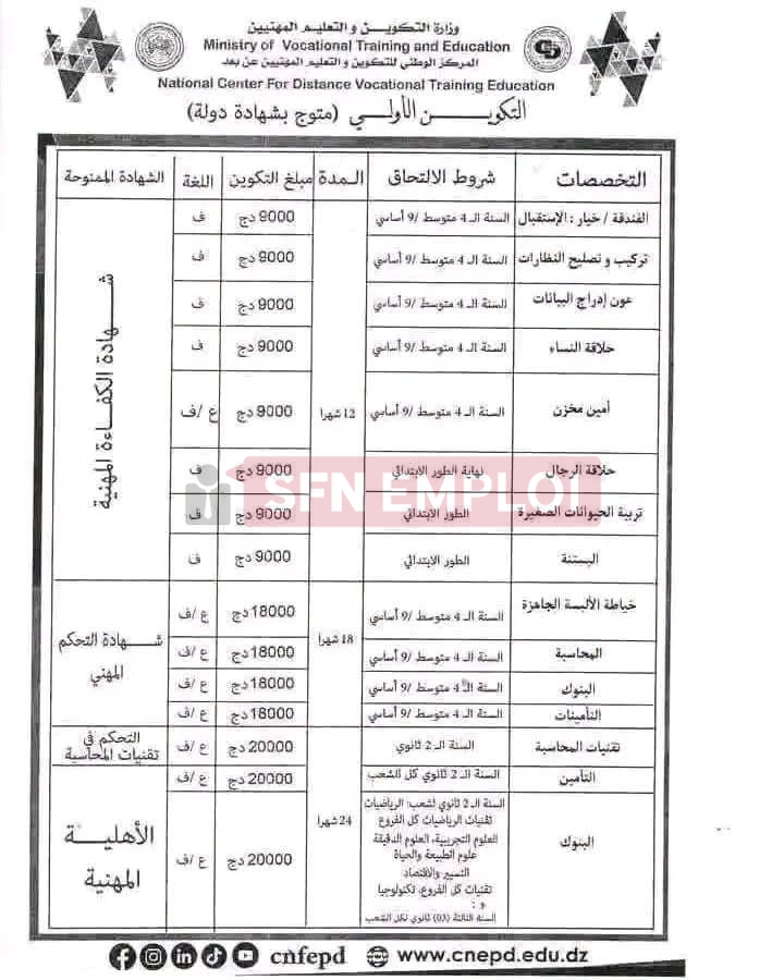التكوين المهني عن بُعد دورة أكتوبر 2026: التسجيلات مفتوحة وهذه هي الشروط والتخصصات - SFN Emploi