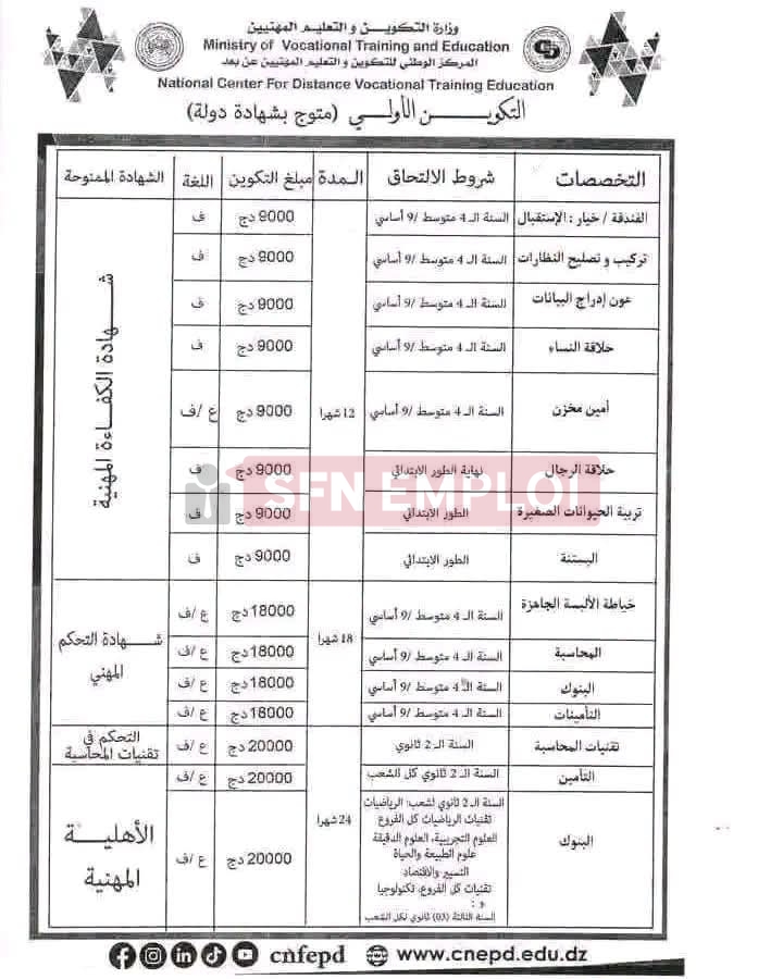 التكوين المهني عن بُعد دورة أكتوبر 2026: التسجيلات مفتوحة وهذه هي الشروط والتخصصات - SFN Emploi