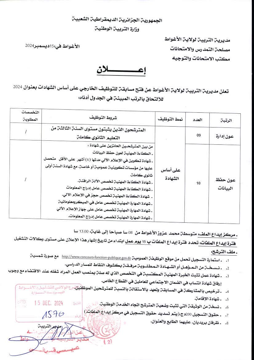 مسابقات توظيف بقطاع الصحة في أكثر من 20 ولاية (206 مناصب) - SFN Emploi