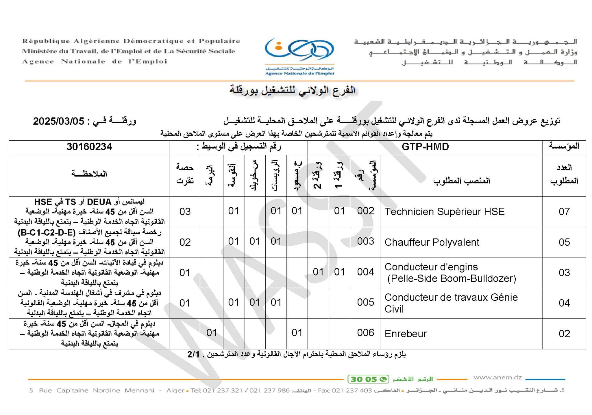 عروض توظيف بالمؤسسة الوطنية للأشغال البترولية الكبرى GTP HMD(50 منصب) - SFN Emploi