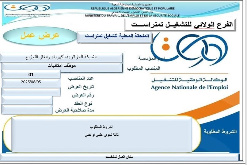 عروض توظيف في سونلغاز SONELGAZ - SFN Emploi